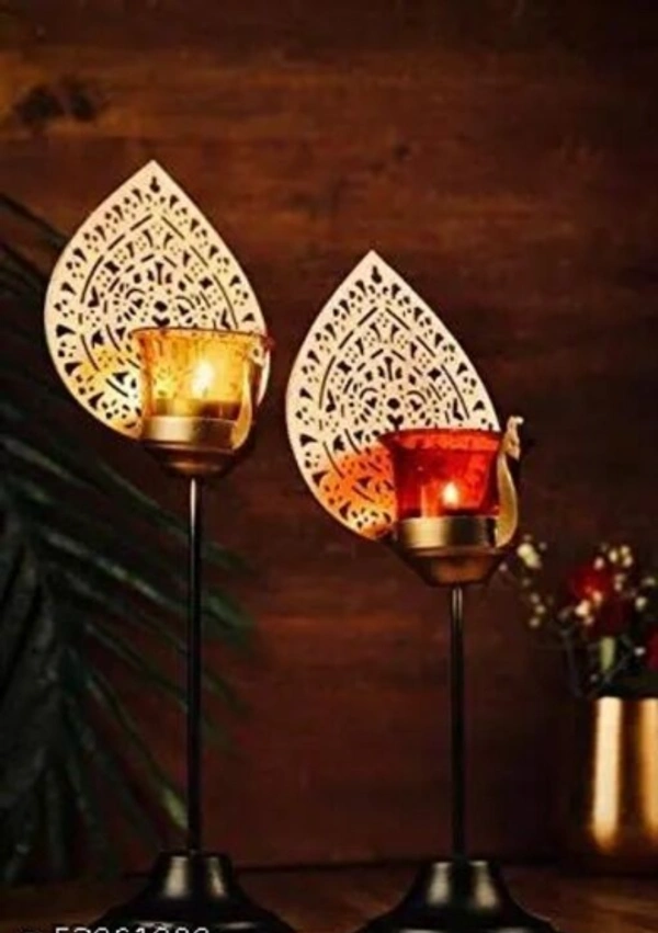 NIH Antique Dewali Special Candle Holder - Iron, Pack of 2